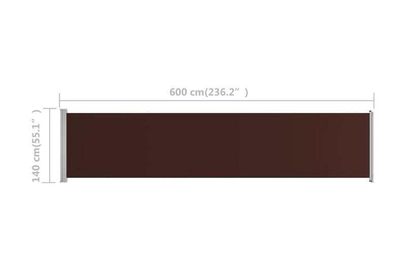Infällbar sidomarkis 140x600 cm brun - Brun - Balkongmarkis - Markiser - Sidomarkis - Balkongskydd & insynsskydd balkong