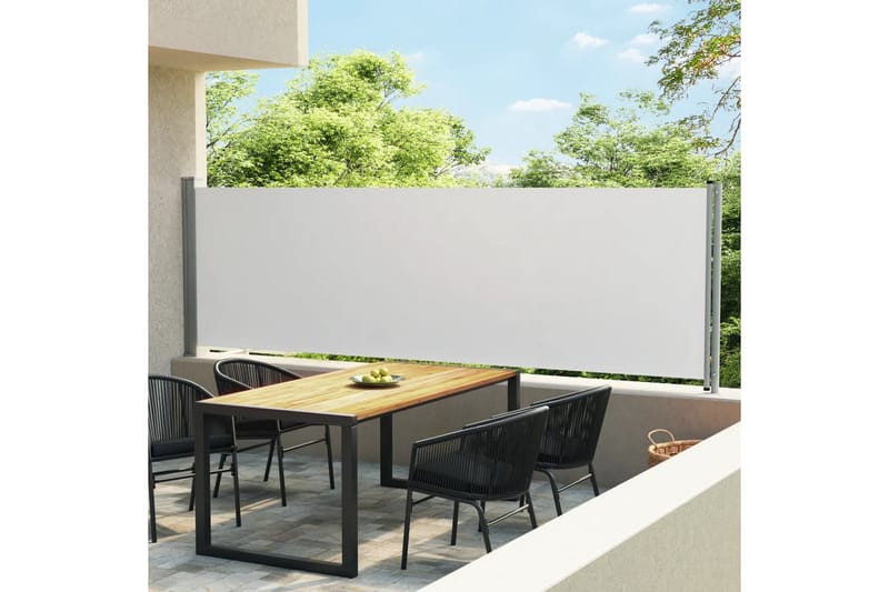 Infällbar sidomarkis 140x600 cm gräddvit - Vit - Utemöbler - Solskydd - Markiser - Balkongmarkis