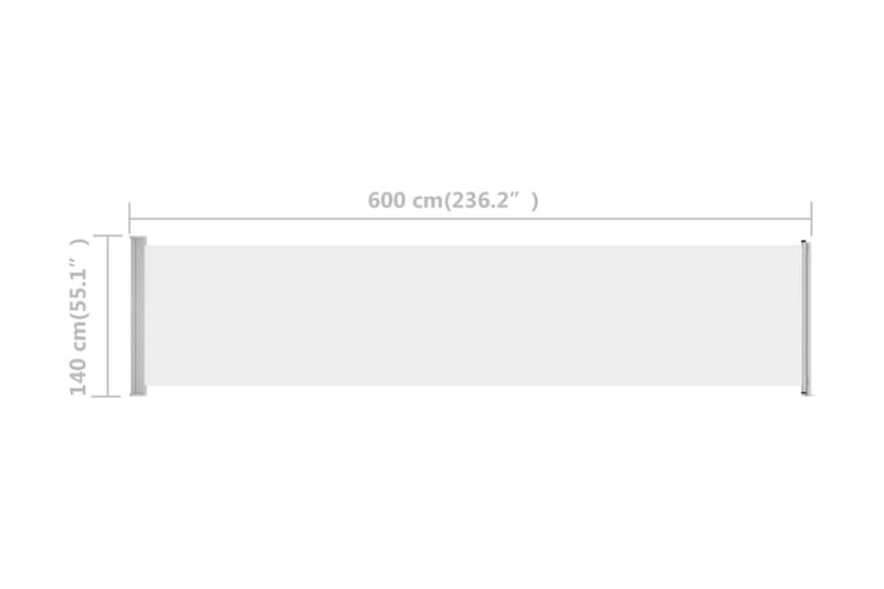 Infällbar sidomarkis 140x600 cm gräddvit - Vit - Utemöbler - Solskydd - Markiser - Balkongmarkis