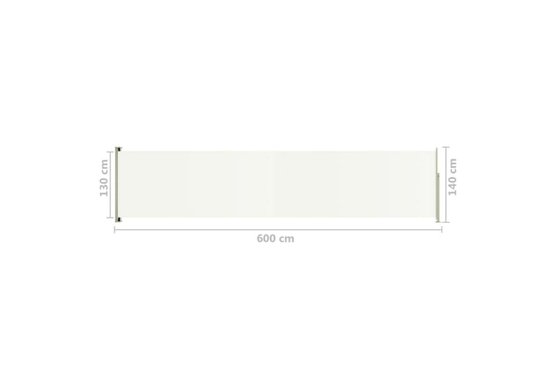 Infällbar sidomarkis 140x600 cm gräddvit - Vit - Utemöbler - Solskydd - Markiser - Balkongmarkis