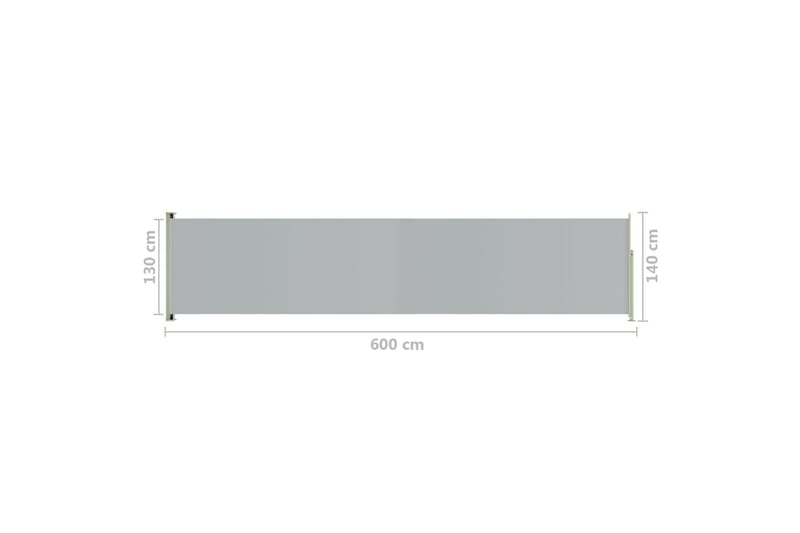 Infällbar sidomarkis 140x600 cm grå - Grå - Balkongmarkis - Markiser - Sidomarkis - Balkongskydd & insynsskydd balkong