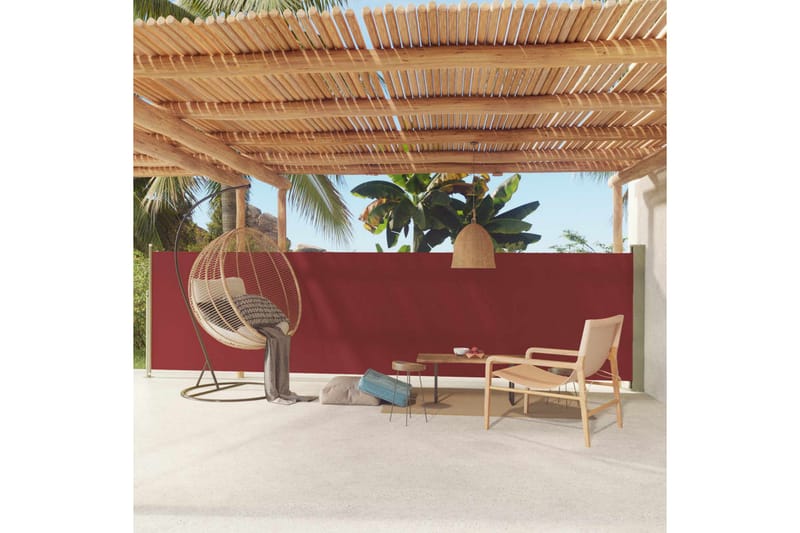 Infällbar sidomarkis 140x600 cm röd - Röd - Utemöbler - Solskydd - Markiser - Balkongmarkis