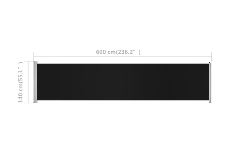 Infällbar sidomarkis 140x600 cm svart - Svart - Balkongmarkis - Markiser - Sidomarkis - Balkongskydd & insynsskydd balkong