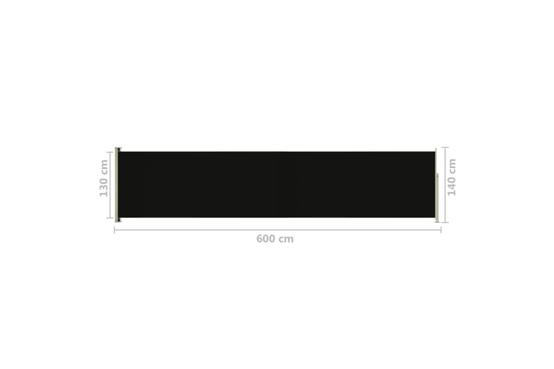 Infällbar sidomarkis 140x600 cm svart - Svart - Balkongmarkis - Markiser - Sidomarkis - Balkongskydd & insynsskydd balkong
