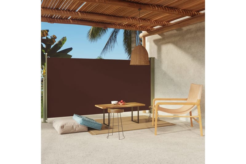 Infällbar sidomarkis 160x300 cm brun - Brun - Utemöbler - Solskydd - Markiser - Balkongmarkis