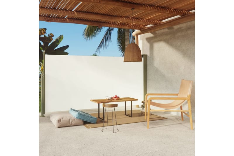Infällbar sidomarkis 160x300 cm gräddvit - Vit - Utemöbler - Solskydd - Markiser - Balkongmarkis