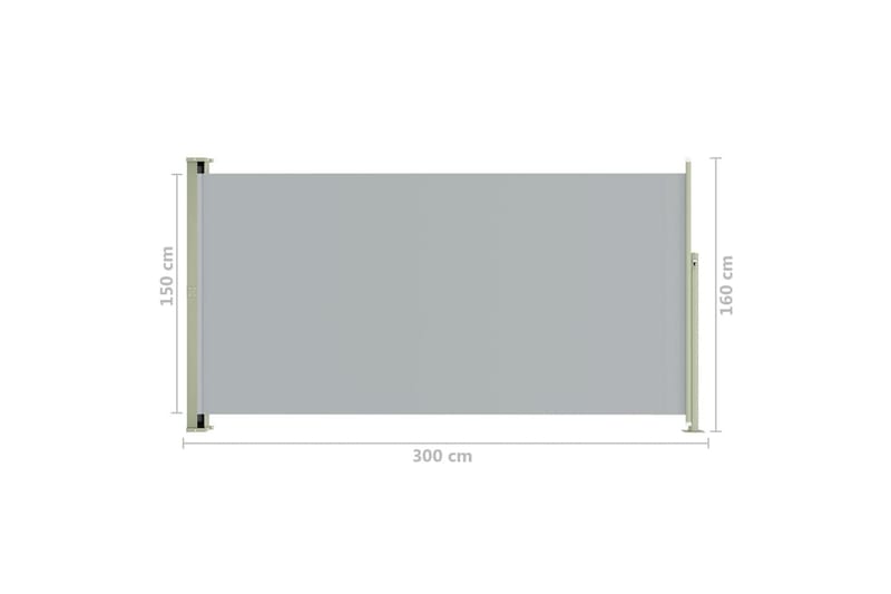 Infällbar sidomarkis 160x300 cm grå - Grå - Balkongmarkis - Markiser - Sidomarkis - Balkongskydd & insynsskydd balkong