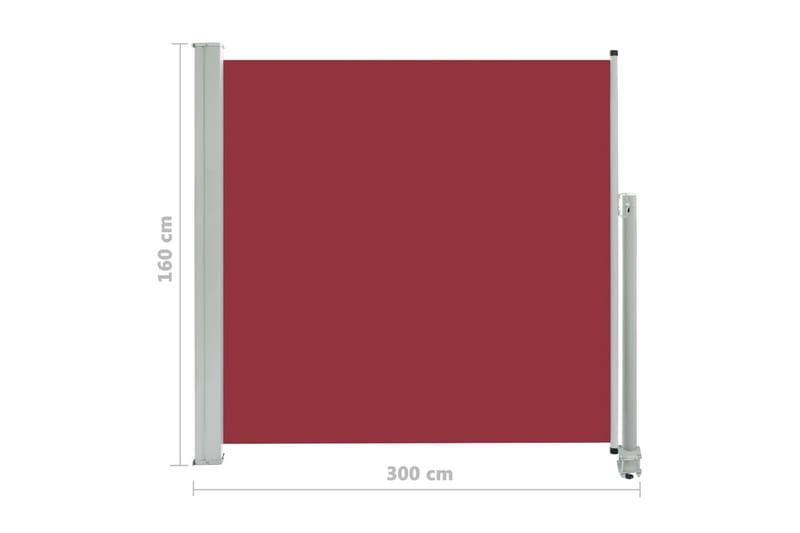 Infällbar sidomarkis 160x300 cm röd - Röd - Balkongmarkis - Markiser - Sidomarkis - Balkongskydd & insynsskydd balkong