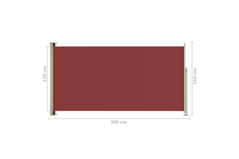 Infällbar sidomarkis 160x300 cm röd - Röd - Balkongmarkis - Markiser - Sidomarkis - Balkongskydd & insynsskydd balkong