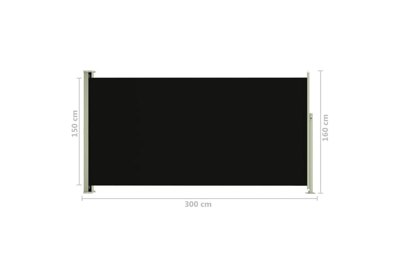Infällbar sidomarkis 160x300 cm svart - Svart - Balkongmarkis - Markiser - Sidomarkis - Balkongskydd & insynsskydd balkong
