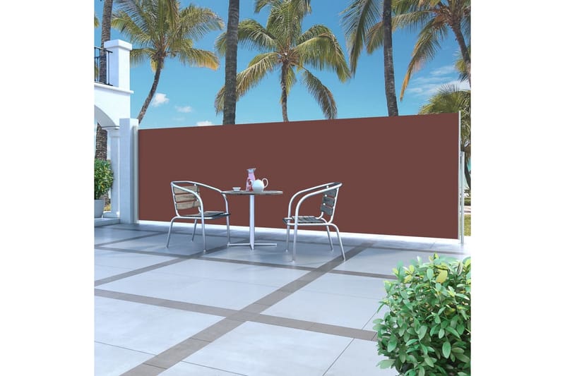 Infällbar sidomarkis 160x500 cm brun - Brun - Utemöbler - Solskydd - Markiser - Balkongmarkis