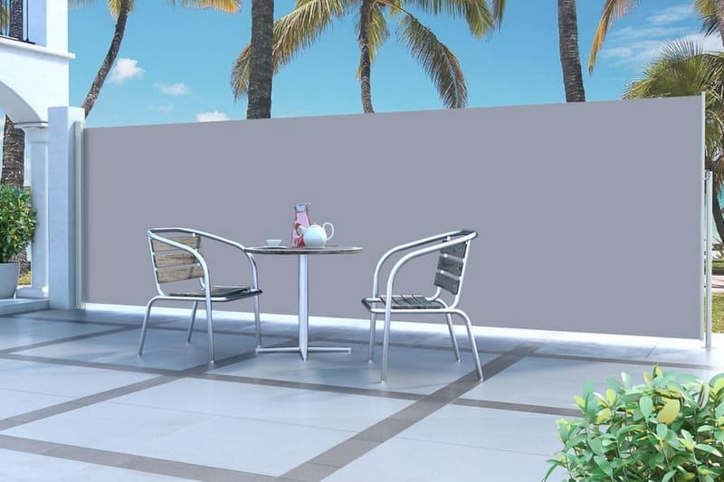 Infällbar sidomarkis 160x500 cm grå - Grå - Utemöbler - Solskydd - Markiser - Balkongmarkis