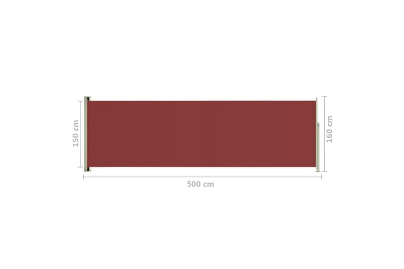 Infällbar sidomarkis 160x500 cm röd - Röd - Balkongmarkis - Markiser - Sidomarkis - Balkongskydd & insynsskydd balkong