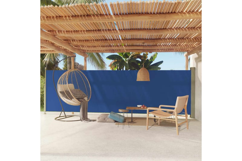 Infällbar sidomarkis 160x600 cm blå - Blå - Utemöbler - Solskydd - Markiser - Balkongmarkis