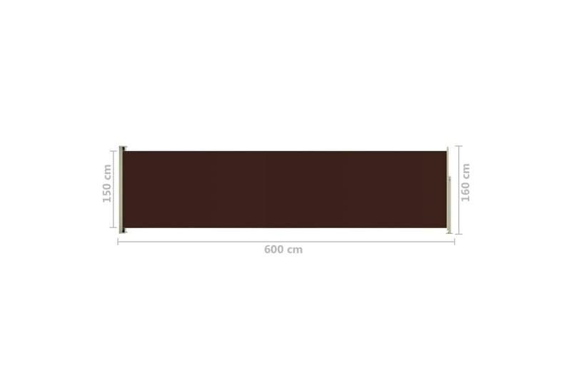 Infällbar sidomarkis 160x600 cm brun - Brun - Balkongmarkis - Markiser - Sidomarkis - Balkongskydd & insynsskydd balkong