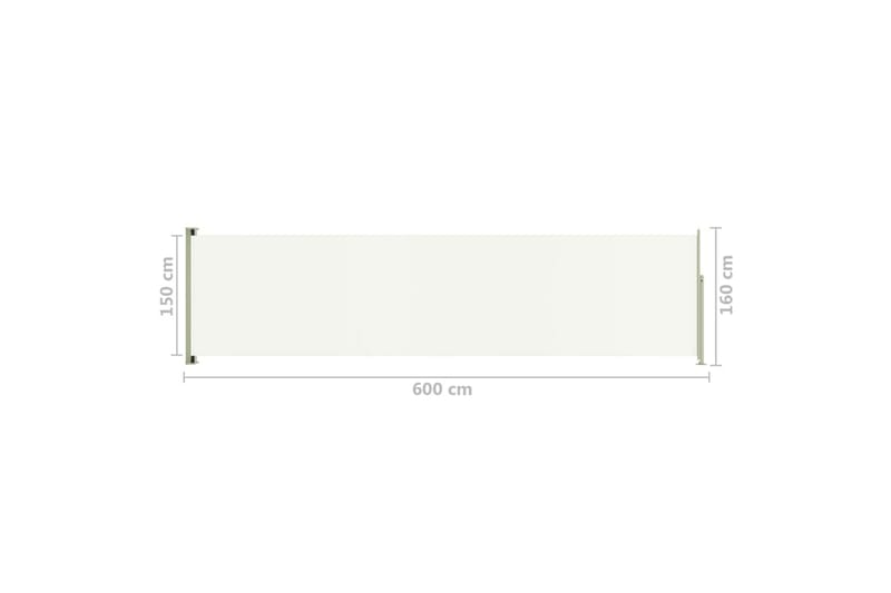 Infällbar sidomarkis 160x600 cm gräddvit - Vit - Utemöbler - Solskydd - Markiser - Balkongmarkis