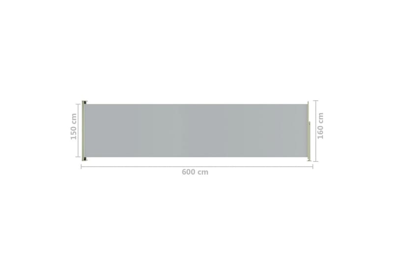 Infällbar sidomarkis 160x600 cm grå - Grå - Balkongmarkis - Markiser - Sidomarkis - Balkongskydd & insynsskydd balkong