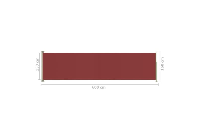 Infällbar sidomarkis 160x600 cm röd - Röd - Utemöbler - Solskydd - Markiser - Balkongmarkis
