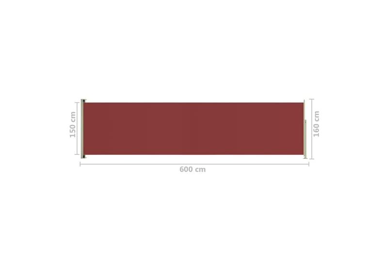 Infällbar sidomarkis 160x600 cm röd - Röd - Balkongmarkis - Markiser - Sidomarkis - Balkongskydd & insynsskydd balkong