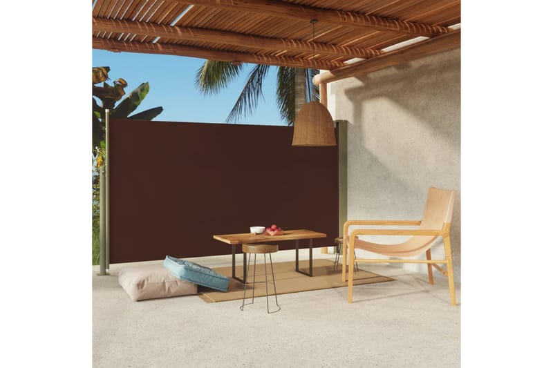Infällbar sidomarkis 170x300 cm brun - Brun - Utemöbler - Solskydd - Markiser - Balkongmarkis