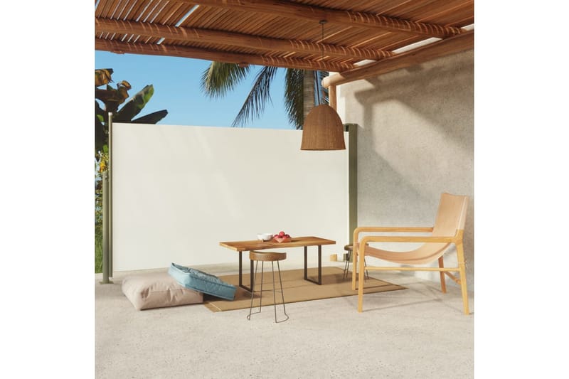 Infällbar sidomarkis 170x300 cm gräddvit - Vit - Utemöbler - Solskydd - Markiser - Balkongmarkis