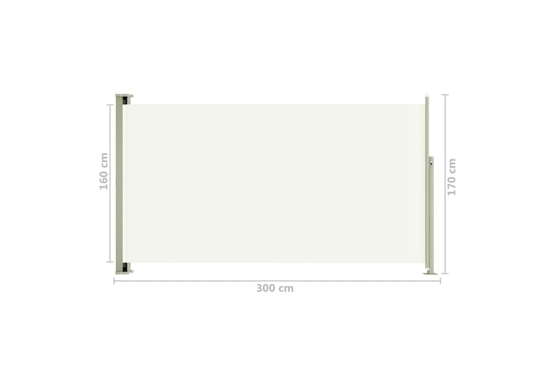 Infällbar sidomarkis 170x300 cm gräddvit - Vit - Utemöbler - Solskydd - Markiser - Balkongmarkis