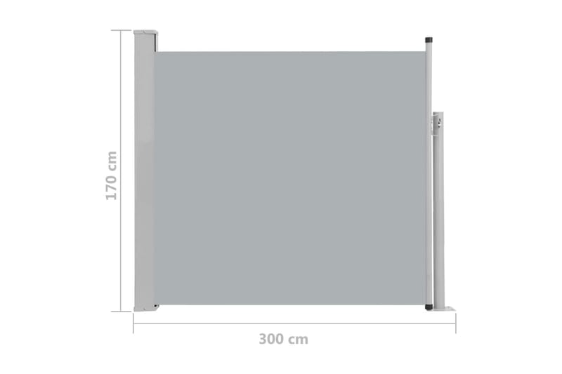 Infällbar sidomarkis 170x300 cm grå - Grå - Balkongmarkis - Markiser - Sidomarkis - Balkongskydd & insynsskydd balkong