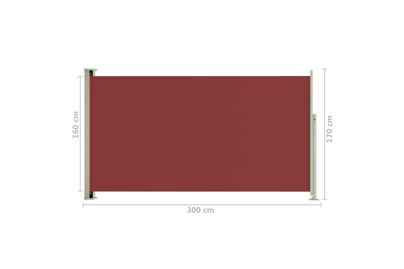 Infällbar sidomarkis 170x300 cm röd - Röd - Utemöbler - Solskydd - Markiser - Balkongmarkis