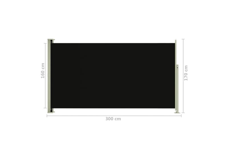 Infällbar sidomarkis 170x300 cm svart - Svart - Balkongmarkis - Markiser - Sidomarkis - Balkongskydd & insynsskydd balkong