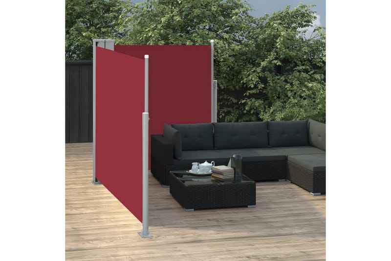 Infällbar sidomarkis 170x600 cm röd - Röd - Utemöbler - Solskydd - Markiser - Balkongmarkis