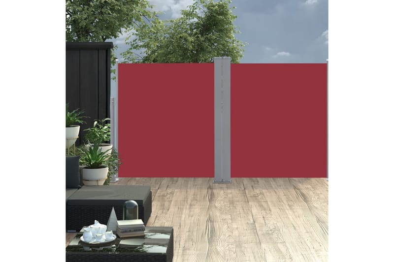 Infällbar sidomarkis 170x600 cm röd - Röd - Balkongmarkis - Markiser - Sidomarkis - Balkongskydd & insynsskydd balkong
