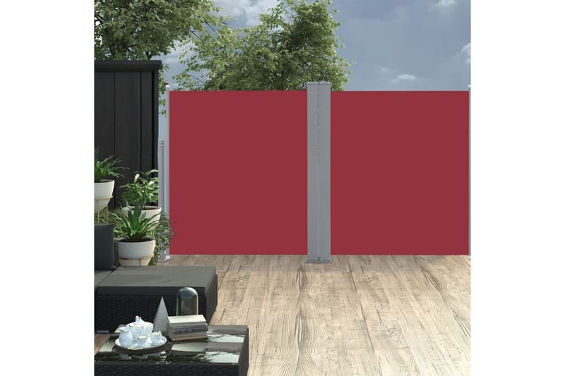 Infällbar sidomarkis 170x600 cm röd - Röd - Utemöbler - Solskydd - Markiser - Balkongmarkis