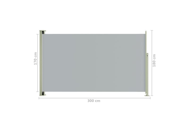 Infällbar sidomarkis 180x300 cm grå - Grå - Balkongmarkis - Markiser - Sidomarkis - Balkongskydd & insynsskydd balkong