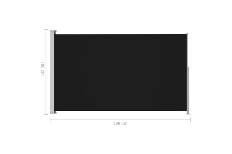 Infällbar sidomarkis 180x300 cm svart - Svart - Utemöbler - Solskydd - Markiser - Balkongmarkis