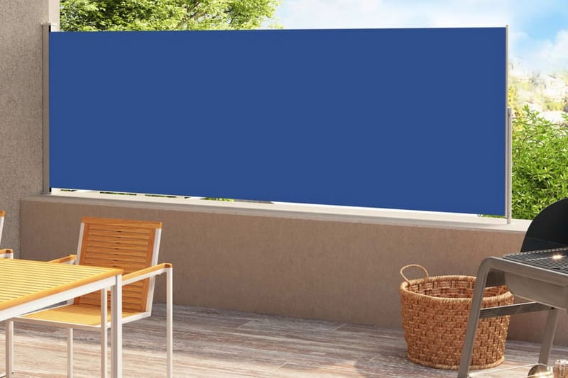 Infällbar sidomarkis 180x500 cm blå - Blå - Balkongmarkis - Markiser - Sidomarkis - Balkongskydd & insynsskydd balkong