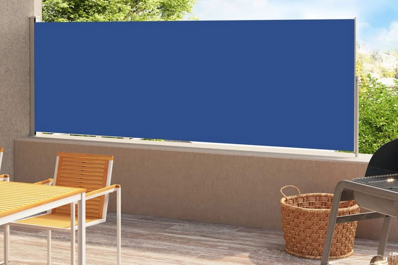 Infällbar sidomarkis 180x500 cm blå - Blå - Utemöbler - Solskydd - Markiser - Balkongmarkis