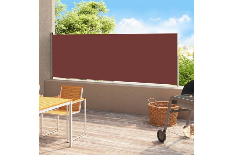 Infällbar sidomarkis 180x500 cm brun - Brun - Utemöbler - Solskydd - Markiser - Balkongmarkis