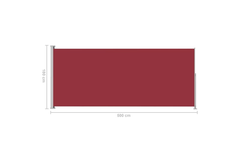 Infällbar sidomarkis 180x500 cm röd - Röd - Balkongmarkis - Markiser - Sidomarkis - Balkongskydd & insynsskydd balkong