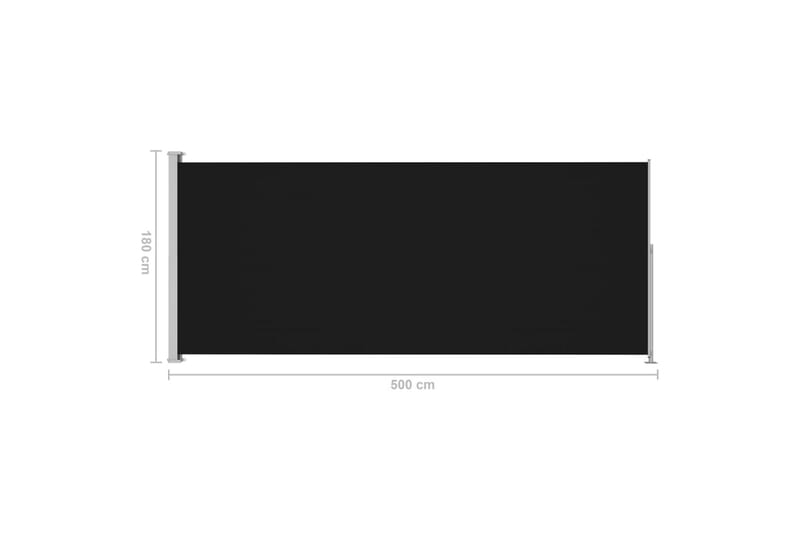 Infällbar sidomarkis 180x500 cm svart - Svart - Balkongmarkis - Markiser - Sidomarkis - Balkongskydd & insynsskydd balkong