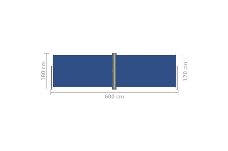 Infällbar sidomarkis 180x600 cm blå - Blå - Balkongmarkis - Markiser - Sidomarkis - Balkongskydd & insynsskydd balkong
