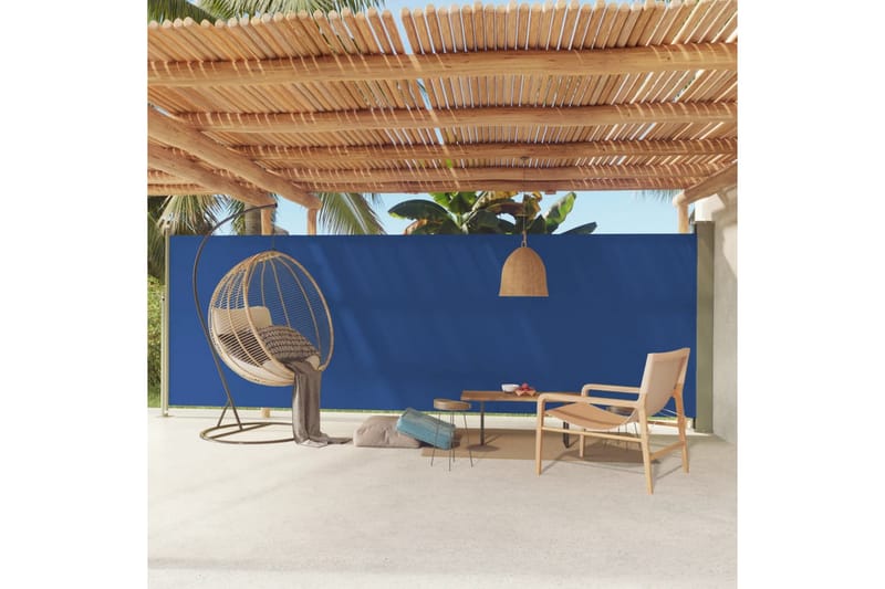 Infällbar sidomarkis 180x600 cm blå - Blå - Utemöbler - Solskydd - Markiser - Balkongmarkis
