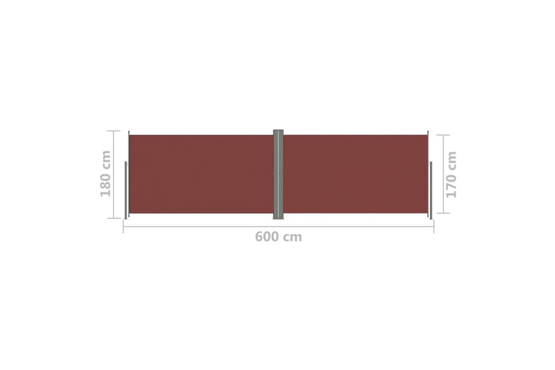 Infällbar sidomarkis 180x600 cm brun - Brun - Utemöbler - Solskydd - Markiser - Balkongmarkis