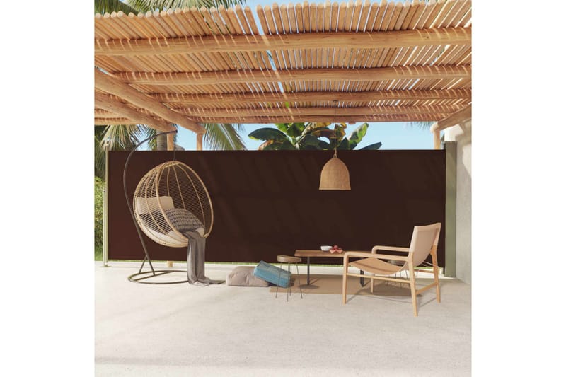 Infällbar sidomarkis 180x600 cm brun - Brun - Utemöbler - Solskydd - Markiser - Balkongmarkis