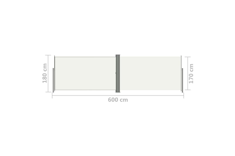 Infällbar sidomarkis 180x600 cm gräddvit - Vit - Utemöbler - Solskydd - Markiser - Balkongmarkis