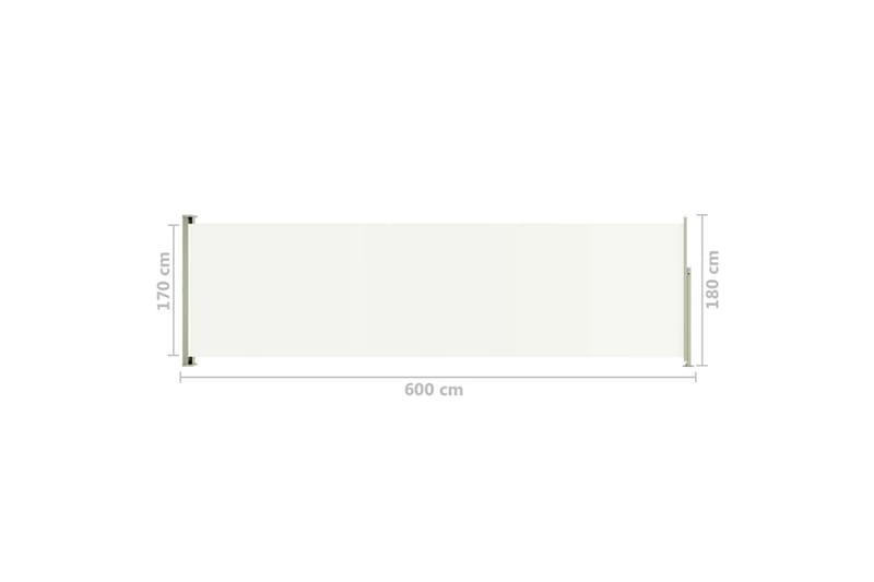 Infällbar sidomarkis 180x600 cm gräddvit - Vit - Utemöbler - Solskydd - Markiser - Balkongmarkis