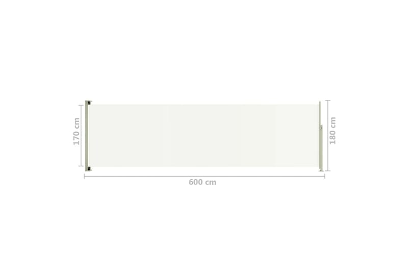 Infällbar sidomarkis 180x600 cm gräddvit - Vit - Balkongmarkis - Markiser - Sidomarkis - Balkongskydd & insynsskydd balkong
