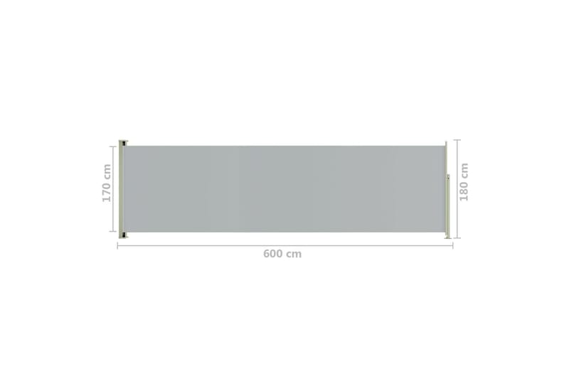 Infällbar sidomarkis 180x600 cm grå - Grå - Utemöbler - Solskydd - Markiser - Balkongmarkis