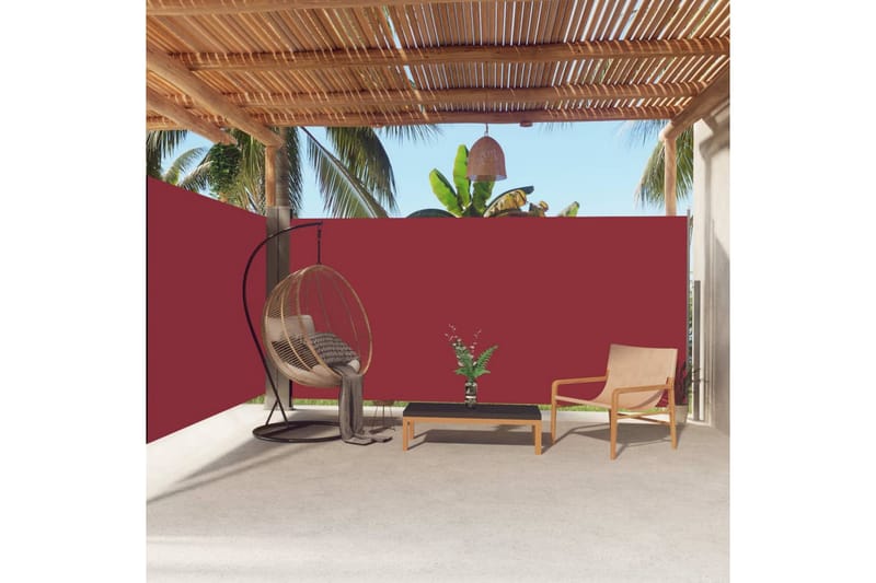 Infällbar sidomarkis 180x600 cm röd - Röd - Utemöbler - Solskydd - Markiser - Balkongmarkis