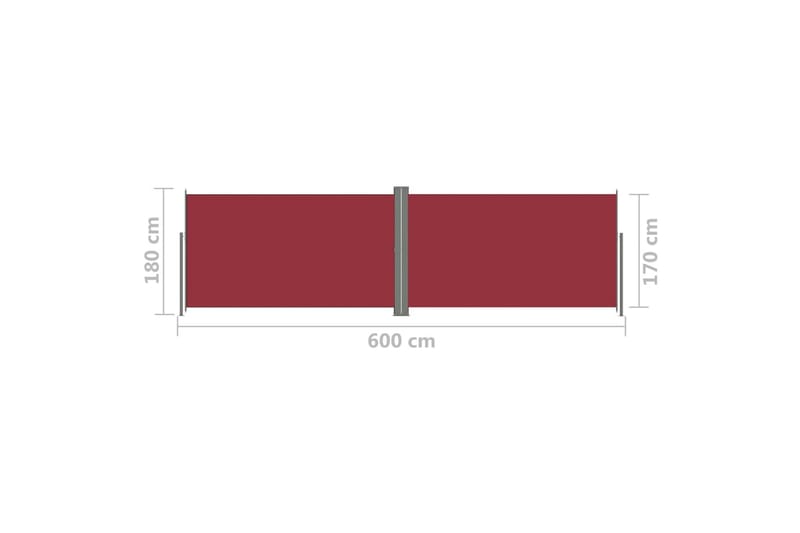 Infällbar sidomarkis 180x600 cm röd - Röd - Utemöbler - Solskydd - Markiser - Balkongmarkis