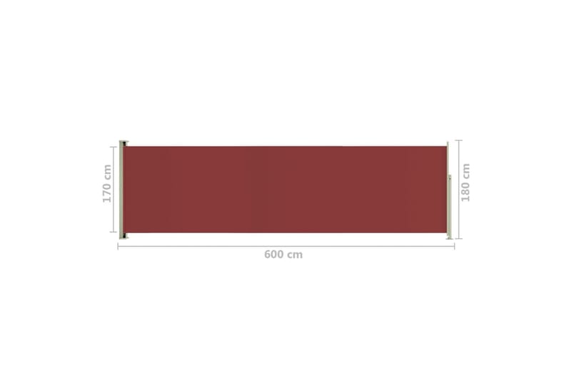 Infällbar sidomarkis 180x600 cm röd - Röd - Utemöbler - Solskydd - Markiser - Balkongmarkis